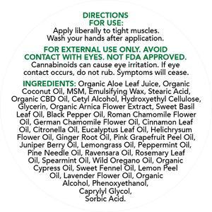 CBD Muscle Cream 1800mg Ingredient List